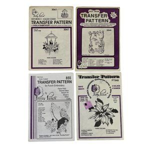 Pretty Punch Hot Iron Transfer Pattern For Punch Embroidery Christmas Lot